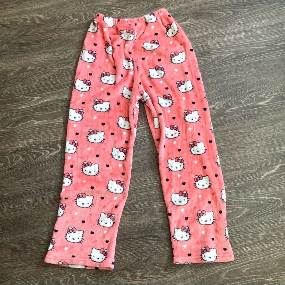 Hello Kitty Plush Fluffy Cozy Fleece Pajama Pants Pink Sanrio Print